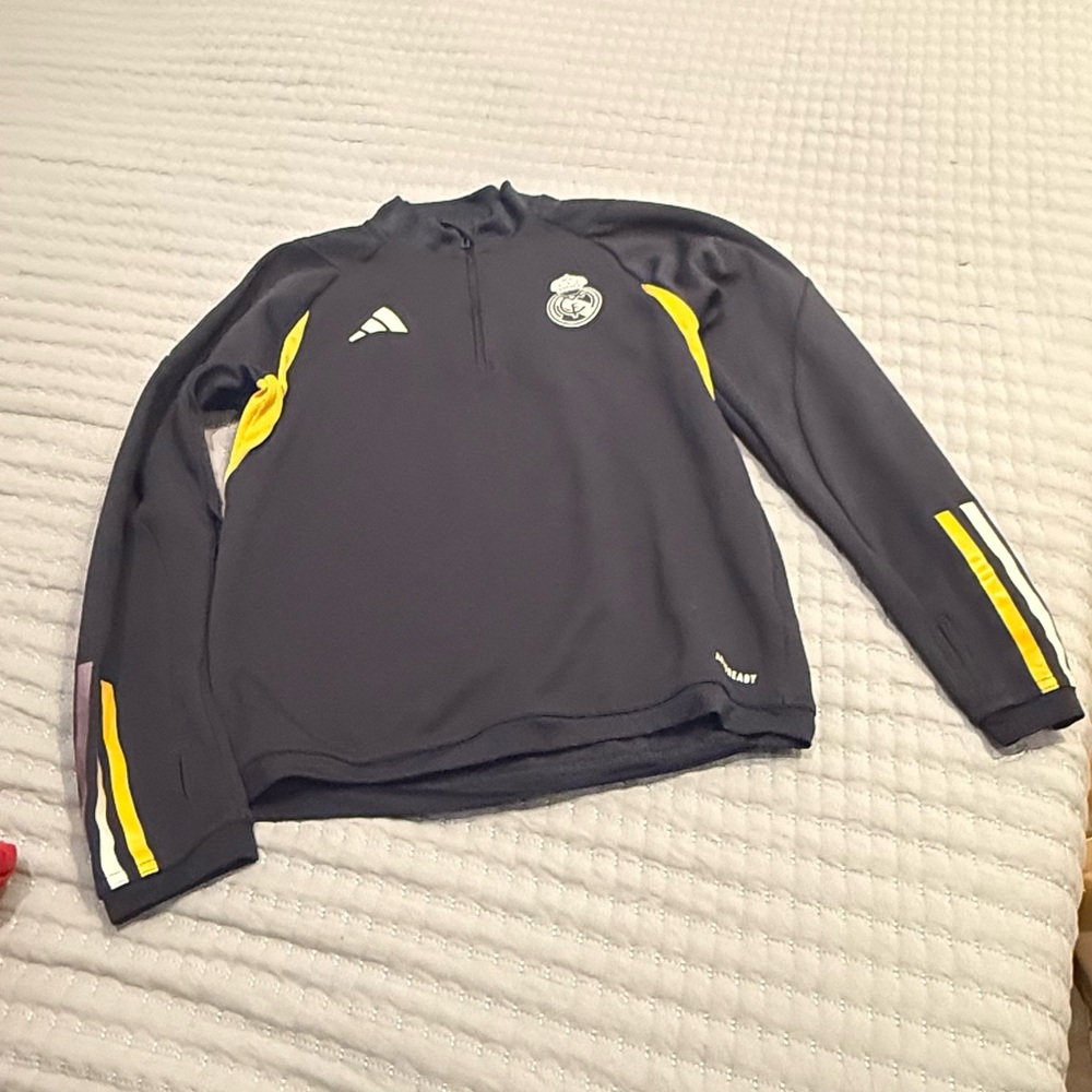Real Madrid Kids' Black & Yellow Training Half-Zip Sweatshirt